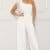 IB2161SP - MESH RUFFLES SHOULDER ONE SHOULDER JUMPSUIT - IVORY