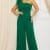 IB2161SP - MESH RUFFLES SHOULDER ONE SHOULDER JUMPSUIT - IVY GREEN