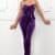IB2279SP - VELVET BOW ON FRONT JUMPSUIT - PURPLE