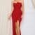 IDM8472AP - PLEATED DETAIL TUBE TOP MAXI DRESS - RED
