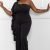 OPEN PACKS - IXB2104SP - RUFFLE SIDE ONE SHOULDER PLUS SIZE JUMPSUIT - BLACK - 1xl