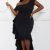 IXD9194SP - ONE SHOULDER RUFFLE DETAILED PLUS SIZE MAXI DRESS - BLACK