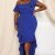 IXD9194SP - ONE SHOULDER RUFFLE DETAILED PLUS SIZE MAXI DRESS - ROYAL