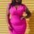 IXD9321JP - METAL CHAIN FRINGE SLLEVE PLUS SIZE MINI DRESS - MAGENTA