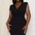 IXD9321JP - METAL CHAIN FRINGE SLLEVE PLUS SIZE MINI DRESS - BLACK