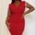 IXD9321JP - METAL CHAIN FRINGE SLLEVE PLUS SIZE MINI DRESS - RED