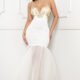 OPEN PACKS - IDM9501JP - EMBROIDERED LACE BUST ON MESH MERMAID MAXI DRESS - IVORY - small