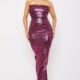 SDM1227JM - RHINESTONE ON METALLIC FOIL MAXI DRESS - MAGENTA